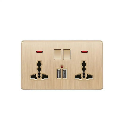 Gold 13A UK Stecker USB Steckdose, Haushalt elektrische licht schalter, universal 5 loch Dual Buchse mit USB Ladegerät, AC110-250V