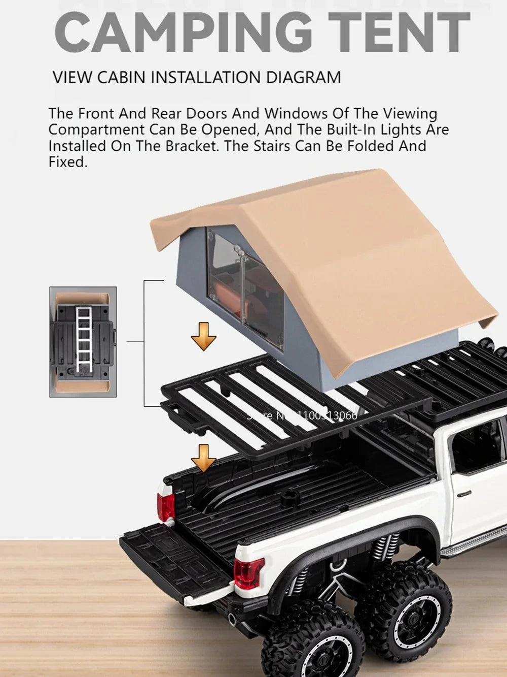 1/24 Scale Raptor F150 Alloy Cars Models Toys 6 Doors Opened Camping RV Diecast Model Light Sound Vehicle for Boys Birthday Gift.