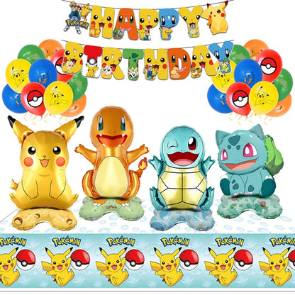 Pokemon Geburtstag Party Dekoration Pikachu Blitz Neue Ballon Set Kid Event Liefert Einweg Geschirr Banner Maske Hintergrund.