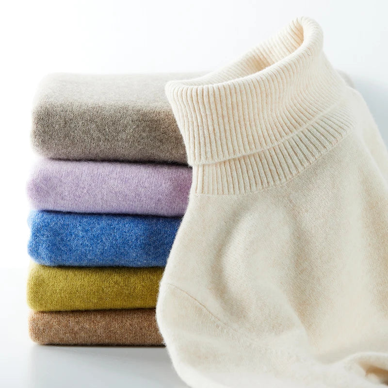 Gestrickte Pullover Kaschmir Pullover frauen 100% Merino Wolle Rollkragen Mode Pullover Winter Herbst Jumper Top Weibliche Kleidung.