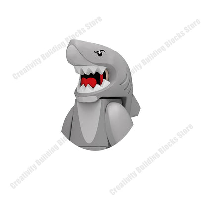 New Hot Series Gray Shark Boy Girls 3D Model DIY Building Bload Toys Classic Movie Children's Toys Gifts