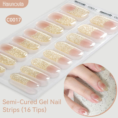 Harunouta Gradient Semi Cured Gel Nail Sticker Long-Lasting UV Nail Sticker UV/LED Extension Gel Nail Foil Gel Polish Full Cover