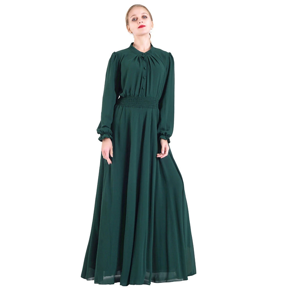 Ramadan Green Chiffon Abaya Damen Dubai Luxury Islam Muslim Dresses For Women Kebaya Kaftan Robe Musulmane Caftan Marocain Femme.