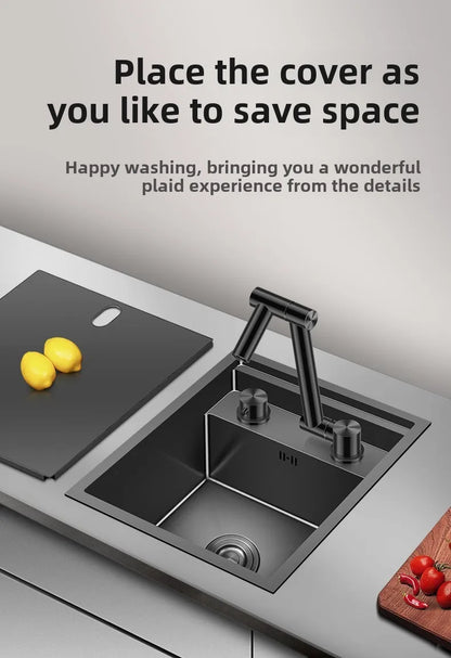304 Stainless Steel Bar Sink Small Kitchen Sink Hidden Cup Washer Single Slot With Lid Balcony Garden ﻿