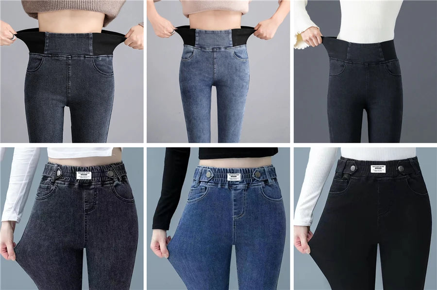 Pencil Jeans Women Spring Fall High Waist Skinny Denim Pants New Korean Casual Stretch Vaqueros Vintage Leggings Kot Pantolon.