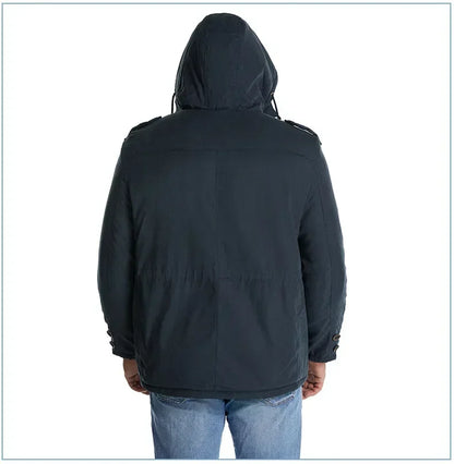 Men's Jacket WINTER USA SIZE Large SIZE Lamb Fleece JACKETS Hooded Cotton Thickened Multi Pocket Casual Mid length Coat