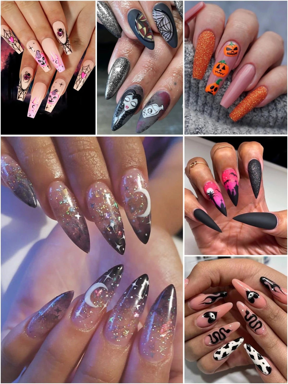 24P/Set Halloween Fake Nails Art Ghost Face Pumpkin Spooky Designer Girls Party Press on Nail Tips Wearable Stick on Nails False.