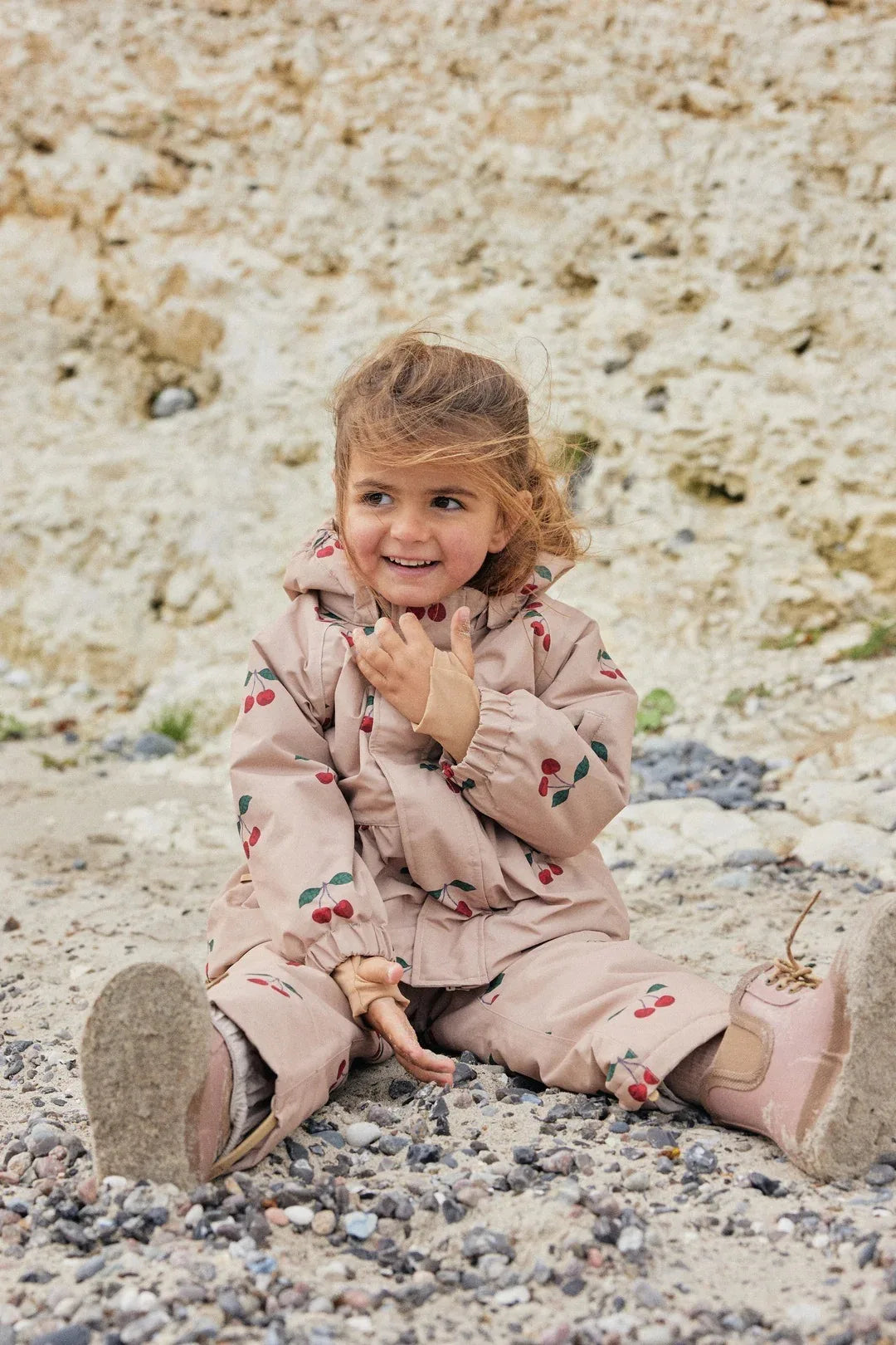 Konges Slojd 2025 Winter Baby Girls Cherry Hooded Ski Jackets Overalls Suits Sets Girls Waterproof Windproof Cold Resistant Coat.