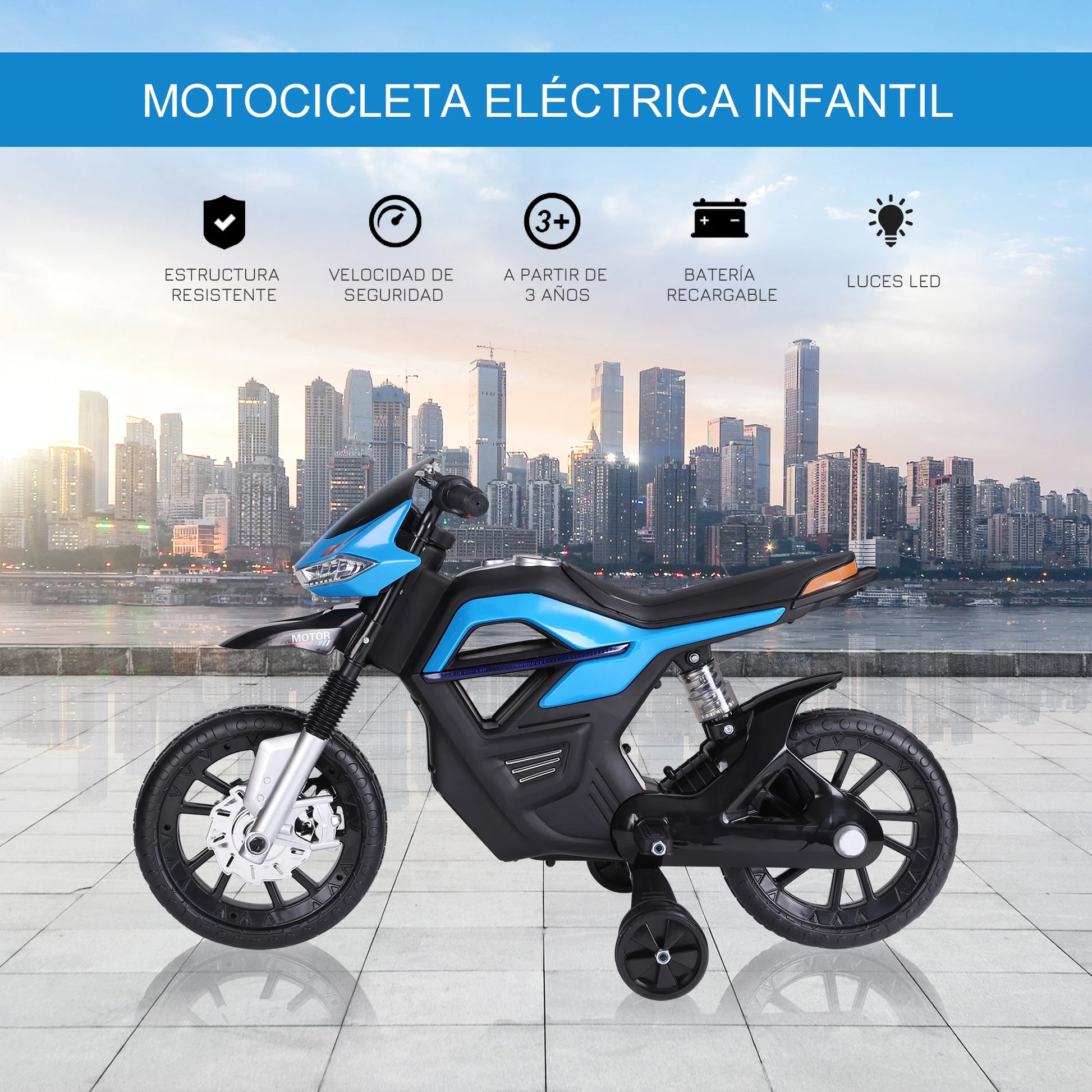 HOMCOM 6V battery children electric motorcycle children + 3 years old with lights music 30 kg.