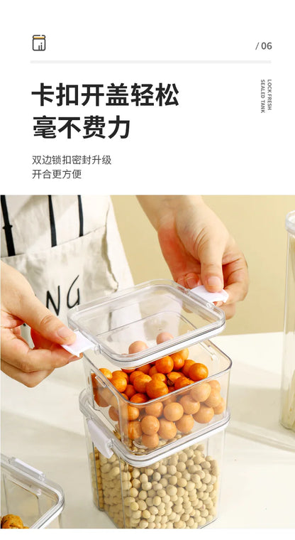 Food Box Storage Container With Airtight Lid Condiment Organizer Plastic Dispenser Jar Hermetic Kitchen Cereal Snack Spaghetti