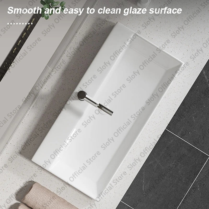 Large Square Ceramic Washbasin For Bathroom Countertop Basin White Sink Above Counter Pedestal Hotel Home Balcony Bathroom Sinks