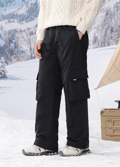 Winter Duck Down Skiing Cargo Pant Men Women Outdoor Thick Warm Loose Casual Sports Techwear Down Pants Track Trouser Sweatpants.