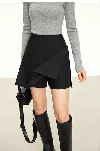 AMII Minimalism Casual Shorts Skirts Women High Rase 2024 Autumn New Fashion Commuter Lady Straight Blazer A-Line Skirt 12343035.