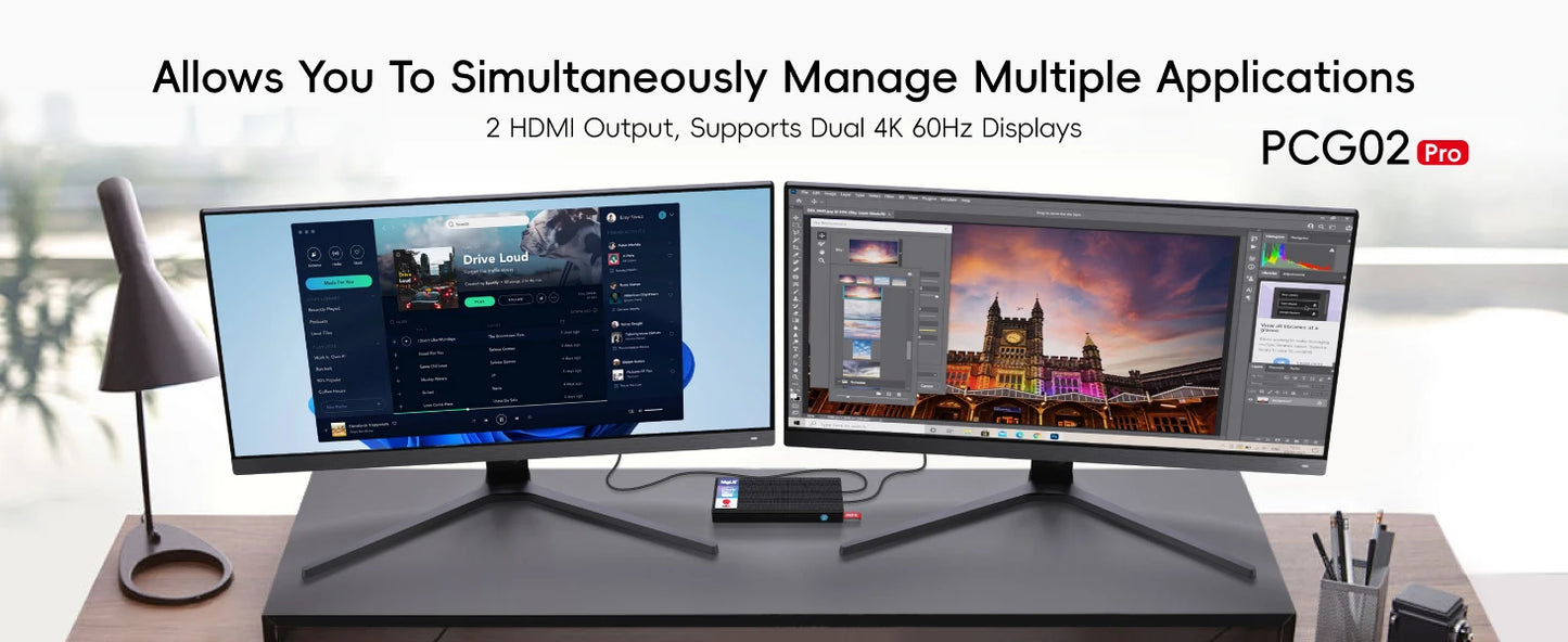 MeLE PCG02 Pro Fanless MINI PC Stick N100 8G 256G Mini Computer Dual HDMI,4266MHz LPDDR4,WiFi5 Gigabit Ethernet,USB Type-C PD3.0.
