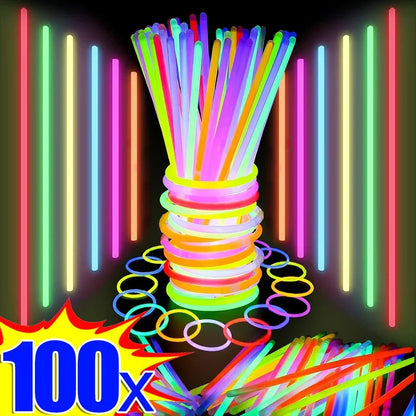 10/100 Stück Fluoreszenzstäbe, Party, mehrfarbig, leuchtender Stab, helles buntes Licht, biegsames Leuchtarmband, chemische Fluoreszenz.