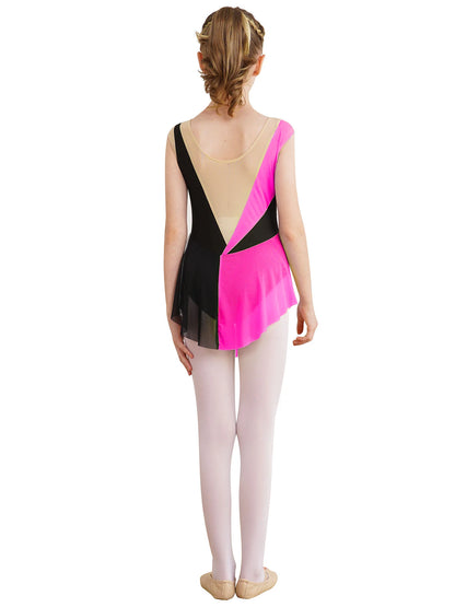 6-16Y Mädchen Ärmelloses Eiskunstlauf Trikot Kleid Ballett Rhythmische Gymnastik Lyrical Dance Body Bühne Leistung Dancewear.