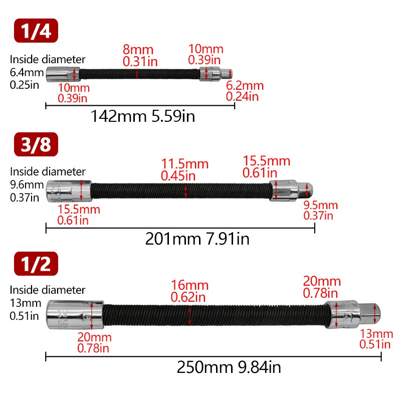 Elektrischer Schraubenschlüssel, elastischer Adapter, universeller weicher Schaft, schneller Ratschenschlüssel, Handfeder-Verlängerungsstange, Relaisstangenhülse, Verlängerungsstange