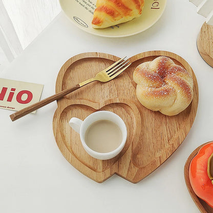Wooden Tray Heart-Shaped Cheese Board Salad Cake Plate Decoration For Snacks Candied Fruits Valentine'S Day Decoration.
