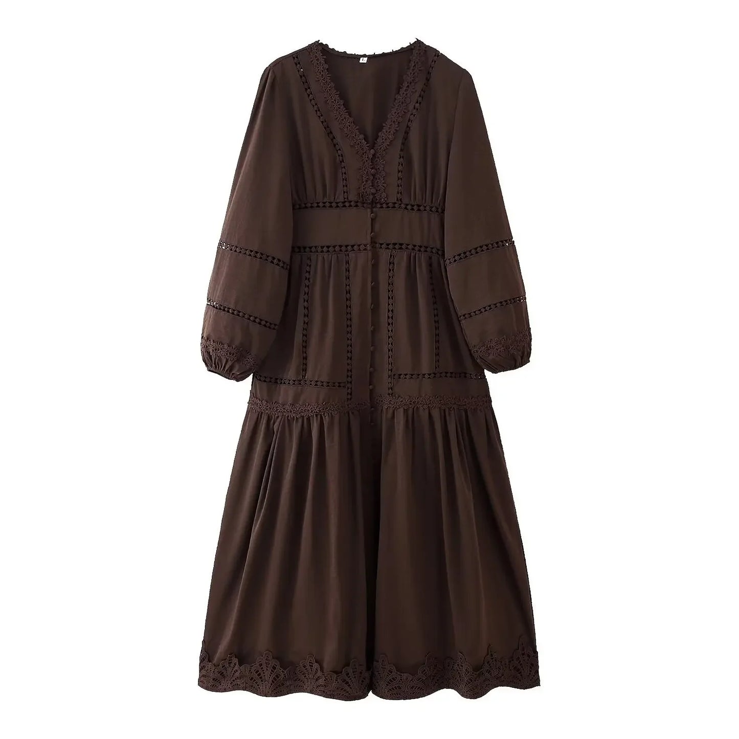 Modisches Slim-Fit-Midikleid mit V-Ausschnitt für Damen, Sommer 2022, aushöhlen, Spitzenbesatz, elegantes Kleid J5C226, knielang.