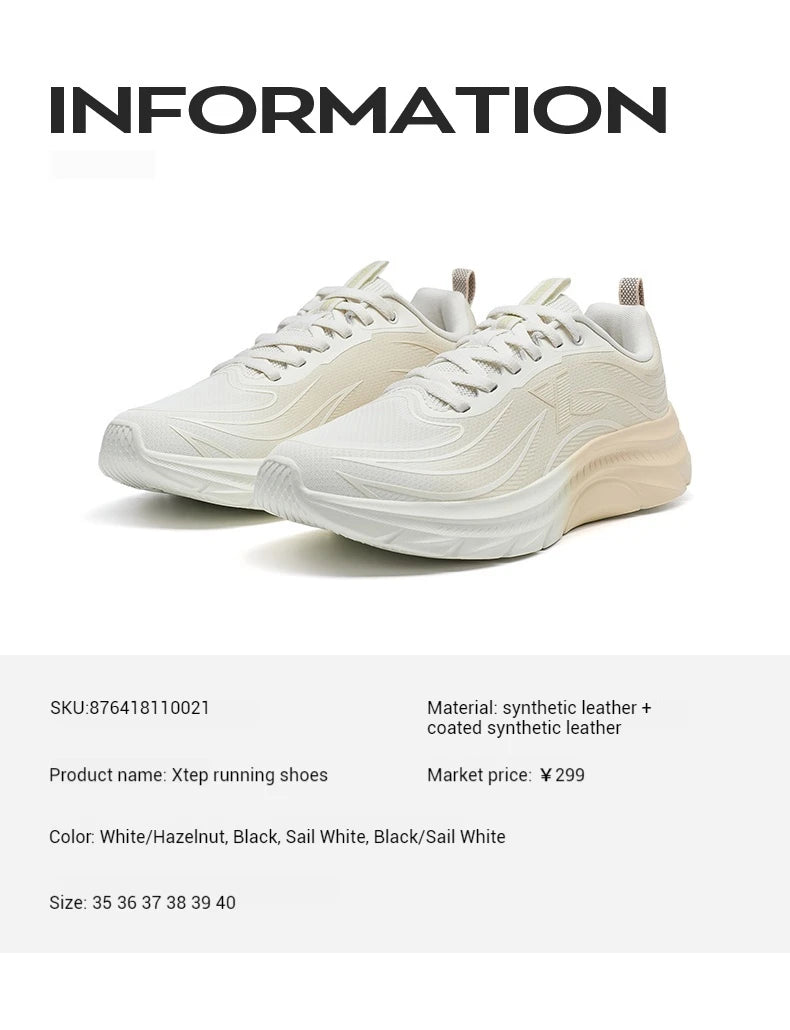 Xtep 299 Leather Running Streamline For Women 2024 Winter Running Shoes Leisure Training Sneaker(Suggest 1 size up) 876418110021