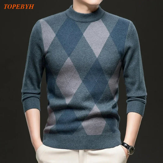 New High Quality Men's  Fashion Business Casual Knitted Sweater Warm Pullover Tops Mens Clothes.
