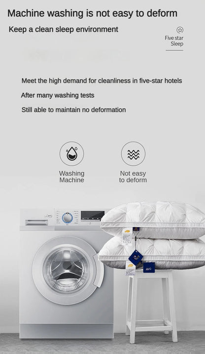 95% Goose Down Pillow White Cotton PillowCover Rectangle Bedroom Sleep 5-Star Hotel Pillow Low-Mid-high Pillows for Sleeping.
