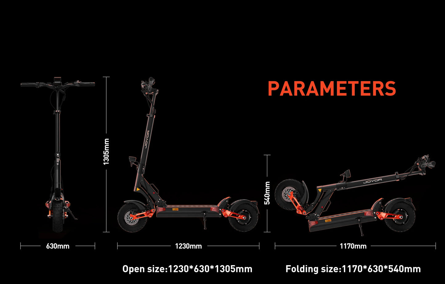 JOYOR T10 Adult Off-Road Electric Scooter 1000W*2 Motor 60V18AH Battery Escooter 10" Off-Road Tire Foldable E-Scooter