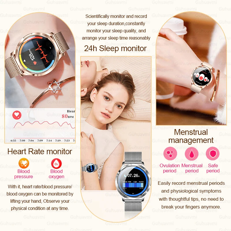 New Women Smart Watch 1.32"Ultra-thin AMOLED HD Screen Sport Fitness Bracelet Custom Watch Face Bluetooth Call Luxury Smartwatch.