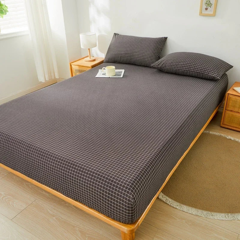 Brushed Mattress Cover Double/Queen Size Solid Color Fitted Sheet For Double Bed Anti-Mite 침대커버 200X220cm 매트리스커버 (No Pillowcase).