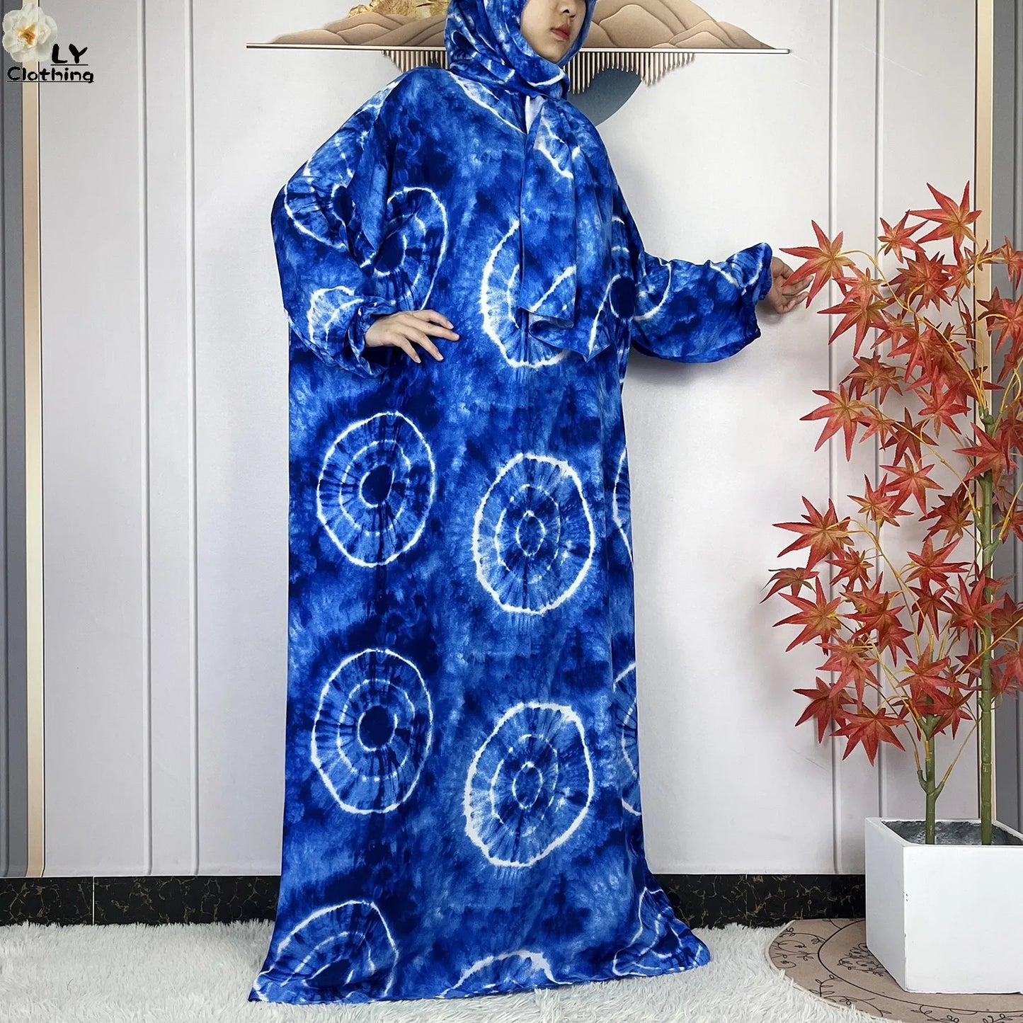 New Muslim Long Sleeved Cotton For Women Ramadan Prayer Turkey Middle East Femme Robe Floral Loose African Abaya Dress Scarfs