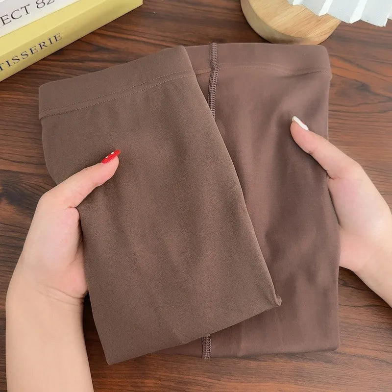 Sexy Thicken Warm Tights Women Plus Size Thermal High Waist Elasticity Plush Fleece Translucent Coffee Elasticity Pantyhose