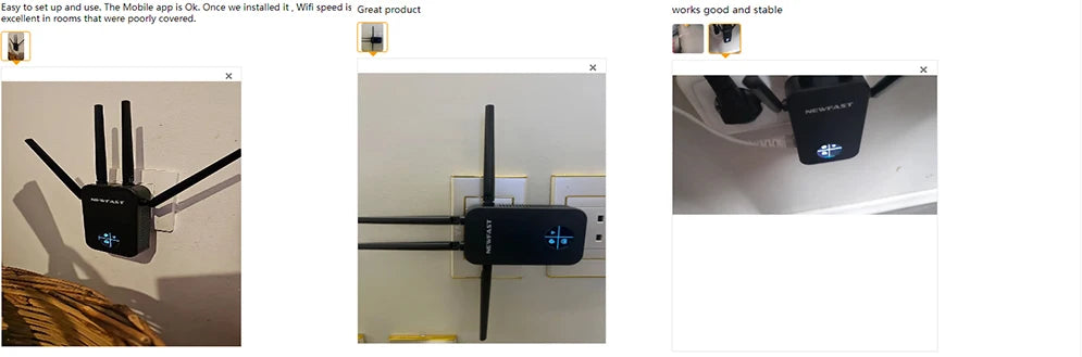 Comfast 1200Mbps Wifi Repeater 2.4/5G Dual-band Wireless WIFI Extender Smart Screen Home Router 4 Antennas WPS/RESET EU Plug.