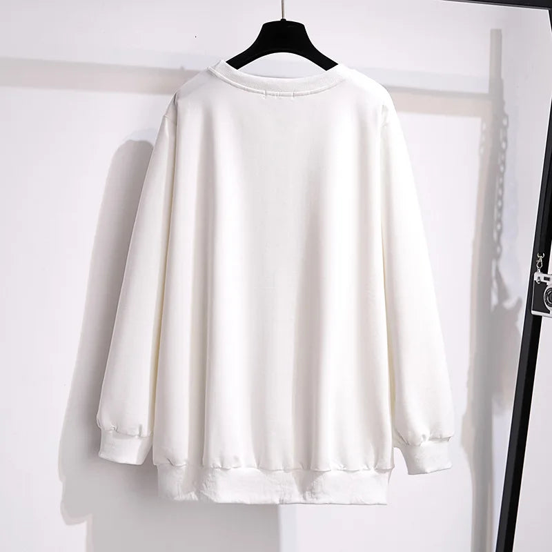 175Kg Plus Größe frauen Fehlschlag 170 Frühling Herbst Neue Lose Rundhals Cartoon Sweatshirt Schwarz Weiß 6XL 7XL 8XL 9XL 10XL 11XL.