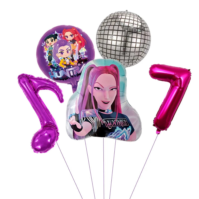 1 Set Kpop Dämonenjäger Thema Ballon Mädchen Alles Gute zum Geburtstag Party Dekoration Kinder Baby Dusche Geschenke Lieferungen