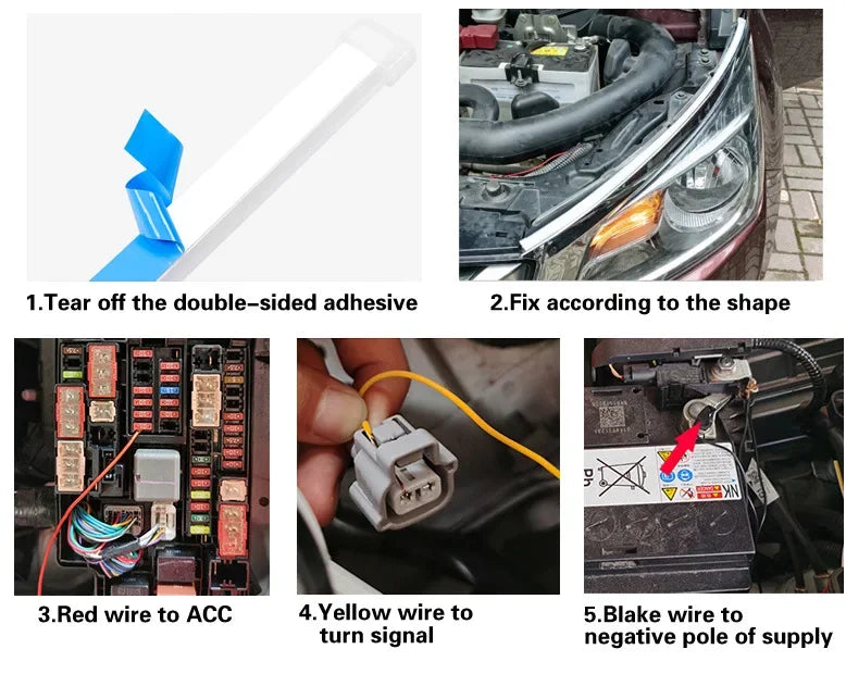 2 stücke Auto LED DRL Tag Nacht Lauflicht Wasserdichte Flexible Universal Auto Fließende Blinker Licht Bremse LED Streifen Lampe.