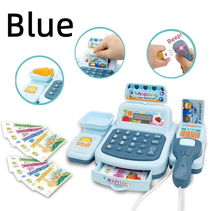 Simulation Shopping Cash House Toys Electronic Game Lighting And Sound Effects Supermarket Cashier Toys.