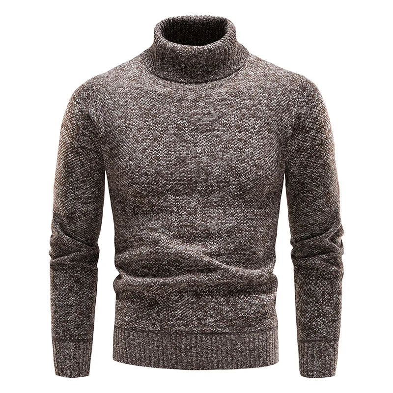 Autumn Winter Fleece Sweater Men Thicker Turtleneck Warm Pullover Slim Fit Man Clothes Luxury Brand Black Brown Jumpers Elastic.