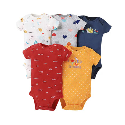 5 stück Unisex Baby Bodys Mode Körper Anzüge Kurzarm Neugeborenen Overall Cartoon Baby Junge Mädchen Kleidung Set Sommer