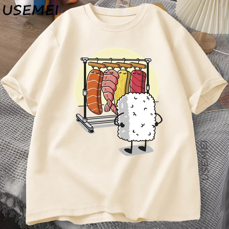 Sushi Wardrobe T Shirt Women Men Funny High Quality T-shirt Cotton Graphic T Shirts Loose Short-sleeve Pritned Tshirt Man Tops.