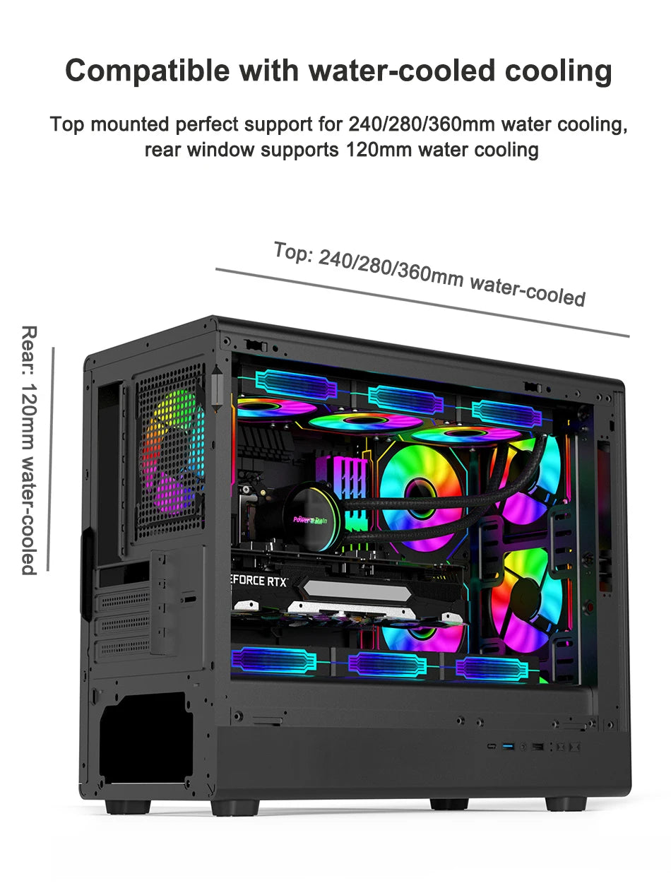 Power Train N1 MATX ITX Case Glass Side Transparent Host Shell Desktop Computer 360 Water-Cooled Mesh ventilation PC Casings.