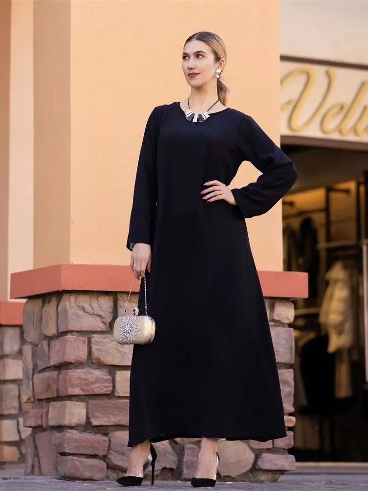 Ramadan Eid Solid Linen Dubai Abaya Turkey Islam Muslim Modest Dress Kaftan Prayer Clothes For Women Kebaya Robe Femme Musulmane