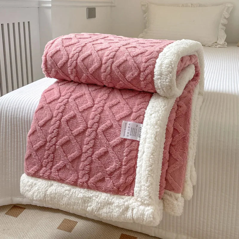 Double Layer Fleece Blanket Autumn Winter Thick Warm Office Nap Throw Blankets for Sofa Bed Single Double Soft Plush Comforter