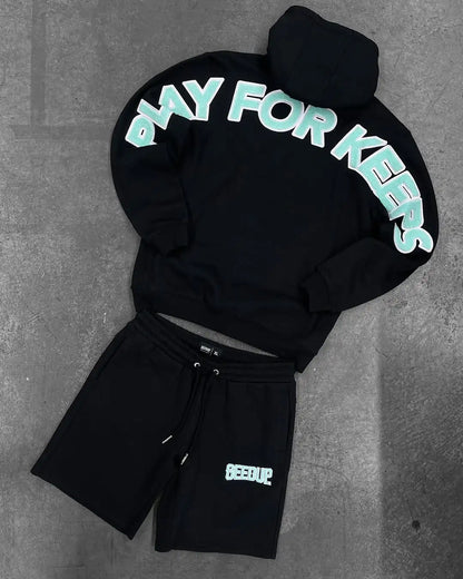 Sports and leisure hoodie two-piece set for men's y2k Harajuku Gothic bodybuilding outdoor couple design sports loose suit.