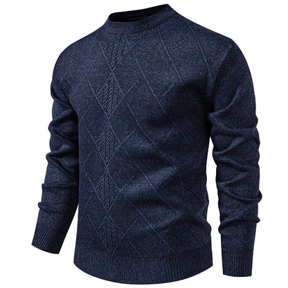 Autumn Winter Thick Knit Pullovers Men Solid Color Geometric Fashion Slim Fit Knitted Sweaters Mens Warm Casual Knitting Sweater.