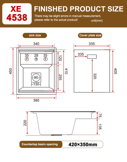 Hidden Cup Washer Bar Tank Stainless Steel Kitchen Sink Multifunctional Wash Basin Mini Small Single Slot With Cover Plate