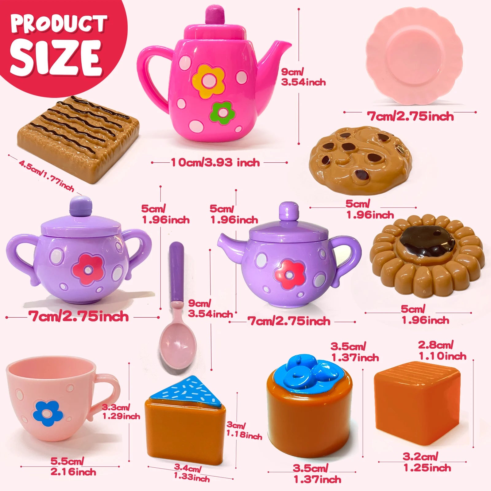 Tea Set for Little Girls, Tea Party Set, Tea Set for Toddlers Including Kettle, Cookies, Kids Play Food, Boys Girls Gifts.