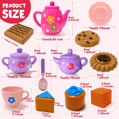 Tea Set For Little Girls, Tea Party Set, Tea Set For Toddlers Including Kettle, Cookies, Kids Play Food, Tea Party Accessories T.