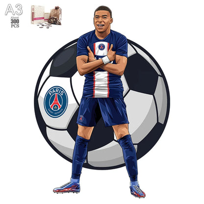 Soccer Player Wooden Puzzle for Football Fan Sports Star Wood Jigsaw Advanced Difficulty A3 A4 Size Puzzles