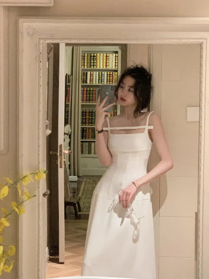 Sommer y2k Spaghetti träger Abend party Kleider solide elegante ärmellose sexy A-Linie kurzes Kleid ein Stück Vestido Mujer