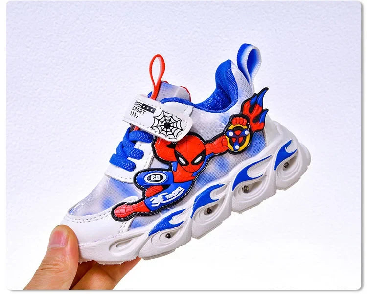 Disney Fashion Spiderman Baby Boys Sneakers Spring/autumn Children's Shoes Lighted Sneaker Trendy Kids Boy Sports Casual Shoes.